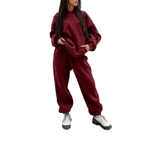 Women <b>Hooded</b> Cropped Tracksuit Drawstring Closure High Waist Wide Leg Pants Solid Waterproof Fashion Two Piece Athletic Matching - Product Image 4