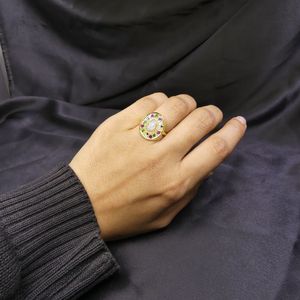 Gemvanity <b>Opal</b> Multi Color Classic Traditional Engagement Wedding <b>Ring</b> Vermeil Sterling Silver Gold Plated Elegant Fine <b>Rings</b> - Product Image 6