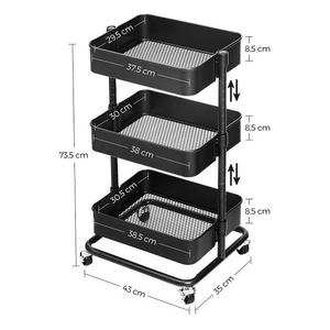 Wholesale Heavy Duty Metal <b>Storage</b> Shelving <b>Unit</b> with Multi Tier <b>Basket</b> Shelves and Lockable Wheels <b>for</b> Home Use - Product Image 1