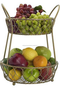 Modern Luxury Gold Metal Wire Fruit Basket with Stylish Hook Hot Kitchen <b>Storage</b> Decoration with Plating Technique - Product Image 2