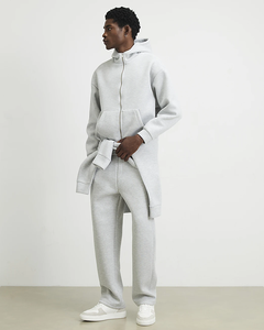 Men's Oversized Heavyweight Cotton <b>Zip</b>-Up Hoodie Drop Shoulder Relaxed Fit Blank <b>Hooded</b> Jacket - Product Image 3