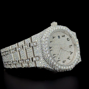 Montre-bracelet à diamant Hip Hop moissanite pour hommes d'Inde entièrement glacée, automatique, de luxe, en acier inoxydable, de qualité exportée - Product Image 2