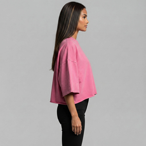 Nouveauté 2025 – T-shirt court en jersey 100 % coton pour femme, respirant, léger, couleur unie, avec appliqués, idéal pour l'été - Product Image 3