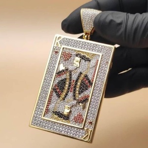 Colgante Diamond Ace Ff King of Poker, Colgante de Plata de Ley 925 con Moissanita VVS, Estilo Hip Hop, Colgante con Diamantes de Colores - Product Image 5