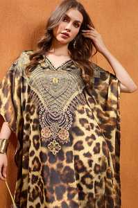 Hot Sale Designer Turkish Style <b>Kaftan</b> Kurta Women Polyester Handmade Batwing Sleeves Regular Fit Flared Hem Short Party - Product Image 5