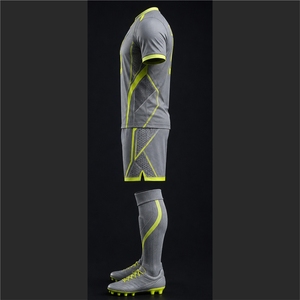 premium Quality Custom Men's Soccer Jersey Set Gray Neon Green Sublimated Moisture Wicking Short Sleeve <b>Athletic</b> Fit All Seasons - Product Image 2