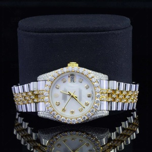 Reloj de Moissanita con Esfera Blanca y Fecha, Estilo Elegante, Caja de Acero Inoxidable, Diseño Bicolor con Incrustaciones, Diámetro de Esfera de 41 mm - Product Image 6