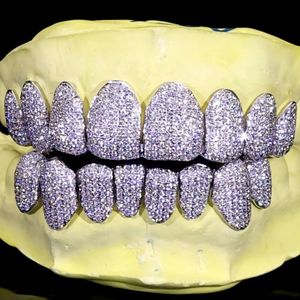 Grillz dentaire unisexe en argent 925 et moissanite, style Hip Hop, micro-incrustation, ensemble complet, pour usage quotidien - Product Image 1