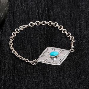 Top Sale Sterling Silver Bracelet <b>Best</b> Seller Fine Jewelry For Women Oval Cut Blue Turquoise Gemstone Bracelet At <b>Best</b> Price - Product Image 3