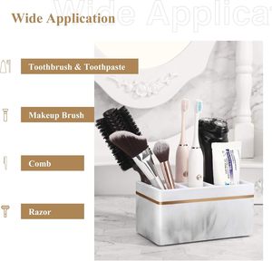 Soporte para cepillos de dientes de resina Shinowa, organizador higiénico con 5 ranuras para cepillos de dientes eléctricos, soporte de almacenamiento para cepillos de dientes y pasta dental - Product Image 3