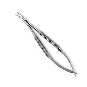 Portaagujas Oftálmico Curvo de 4.5 Pulgadas de Calidad Premium, Mandíbulas Lisas, Manual, de Acero Inoxidable, Certificado CE, para Cirugía Ocular - Product Image 4