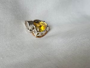 Pendentif en citrine vintage plaqué or, pierre précieuse jaune, argent sterling 925, bijoux élégants faits à la main, cadeau pour femmes - Product Image 2