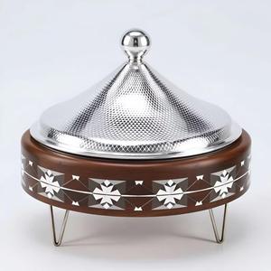 Chauffe-plat en nickel métallique avec couvercle martelé, décoration de table Ramadan, cocotte alimentaire - Product Image 5