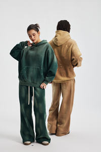 Sudadera con capucha de alta calidad con efecto salpicado de tinta, teñido en spray blanco, 100% algodón, lavado al agua, efecto envejecido, logotipo personalizado y bordes desgastados, para sudaderas con capucha y forro polar - Product Image 6