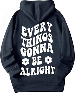 Women <b>Sweatshirt</b> <b>Slogan</b> Graphic Drop Shoulder Screen Print logo Drawstring Long-sleeved Casual Hooded Pullover Hoodies - Product Image 4