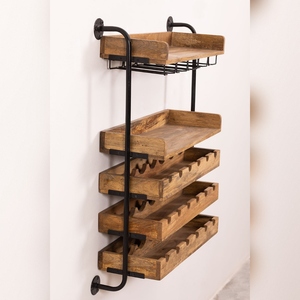 Vandana Amber Aspect Wall-mounted <b>wine</b> <b>rack</b> for 18 bottles in wood Wenni Style - Product Image 2