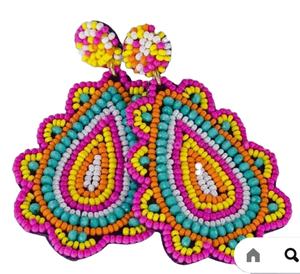 Bijoux de mode Boucles d'oreilles brodées de perles de rocaille d'Inde Boucles d'oreilles multicolores faites à la main pour femmes et filles - Product Image 6