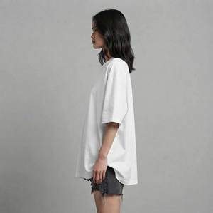 Customized <b>Women's</b> Oversized <b>White</b> T-<b>Shirt</b> Crew Neck <b>Short</b> <b>Sleeve</b> Loose Fit Printed Logo 100% Cotton Jersey Spring Summer Wear - Product Image 5