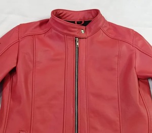 Womens <b>Pink</b> Sheepskin Leather <b>Jacket</b> Genuine Leather Casual Fashion <b>Jacket</b> - Product Image 3
