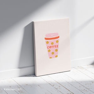 ภาพพิมพ์บนผ้าใบสำหรับห้องครัว, โปสเตอร์ภาพประกอบแก้วกาแฟน่ารัก, ของตกแต่งผนังห้องครัวแบบมินิมอล - Product Image 2