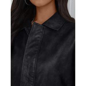 Chaquetas de Motociclista Estilo Bomber de Piel de Oveja Extra Grandes para Mujer, Personalizadas con Logotipo, Estilo Universitario - Product Image 4