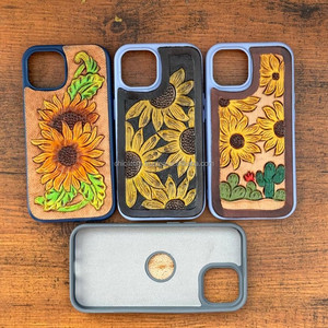 เคสไอโฟนหนังดอกทานตะวันตะวันตกแบบใหม่เคสโทรศัพท์หนังอุปกรณ์เสริมคาวเกิร์ลเข้ากันได้กับเคสโทรศัพท์รุ่น13 14และ15 - Product Image 4