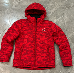 Veste d'hiver pour homme, rouge camouflage, à capuche, matelassée, imperméable, coupe-vent, isolante, décontractée, avec fermeture éclair et poches - Product Image 6