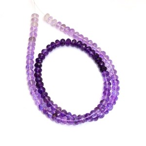 Cuentas facetadas de amatista natural africana de 5 mm, calidad AAA+, en forma de rondel, piedras semipreciosas con tonalidades para la elaboración de joyería. - Product Image 5