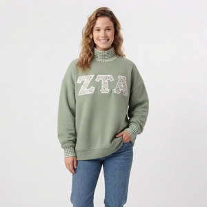 Sudadera Oversize Azul Claro con Cuello Redondo y Letras ZTA Bordadas, Ropa Casual de Otoño para Mujer - Product Image 2