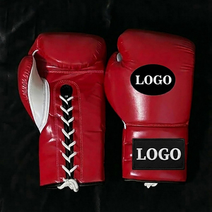 Factory Price Custom Logo Professional Kickboxing <b>Gloves</b> Lace-up 100% Original Leather Breathable <b>Moisture</b> Wicking <b>Gloves</b> - Product Image 3