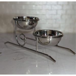 Ensemble de bols de service à 2 niveaux en acier inoxydable, bols à chips et à sauces en métal, support de présentation, bols décoratifs pour buffet, traiteur, apéritifs et collations - Product Image 1