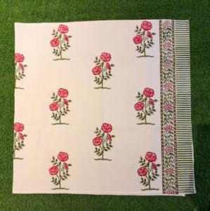 100% Cotton Hand Block Print Rose Floral <b>Towel</b> <b>Set</b> Pink Vine Border Green Stripe Jaipuri <b>Bath</b> Hand <b>Towels</b> Wholesale Bulk Export - Product Image 2