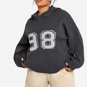 Wholesale High Quality No String Fashion Women's Winter Acid Wash Fleece Hoodie Jogging <b>Pants</b> Set Custom Chenille Embroidery - Product Image 1