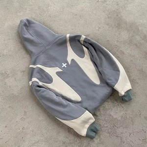 American Retro Letter Printed Devil Pattern Hoodie Y2k Harajuku Casual <b>Couple</b> Zipper <b>Hoodies</b> Streetwear Style Knitted Polyester - Product Image 5