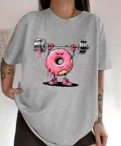 T-shirt en coton écologique personnalisé pour l'été, imprimé avec des appliques en denim et en velours côtelé, décoration avec des perles - Product Image 1