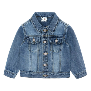 HIPPO KIDS Manteau en jean pour bébé, bleu et blanc, couleurs unies, veste en jean pour enfants - Product Image 6