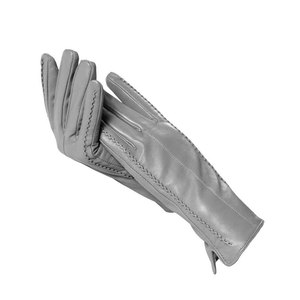 Best Quality 2026 Winter Grey Leather <b>Touchscreen</b> <b>Gloves</b> Eco-Friendly Wrist Length Winter Casual Travel Outdoor Use - Product Image 1