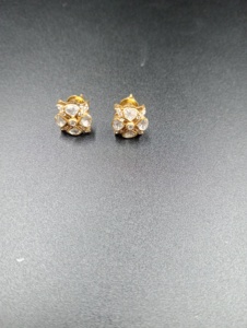 <b>stud</b> earrings with polki stone in 925 <b>silver</b> jewelry for Indian women anniversary gift for wife handmade <b>studs</b> for bridal royal - Product Image 1