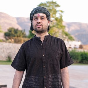 <b>Men</b> Black Khadi Cotton <b>Short</b>-Sleeved <b>Kurta</b> Shirt Handcrafted From Premium Breathable and Eco-Friendly Pure Cotton Fabric - Product Image 1