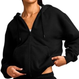 Sweat-shirt à capuche zippé en polaire douce pour femme, coupe décontractée et ample, à manches longues, vêtement chaud pour le froid - Product Image 3