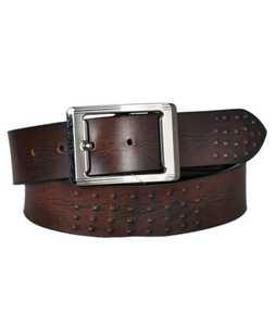 Ceinture en cuir véritable couleur marron avec boucle en acier inoxydable, légère et durable, ceintures et accessoires pour hommes, fabriquée en Inde - Product Image 1