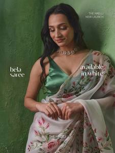 Sari Nature Beauty, Sari Élégance Printanière, Sari Luxe Floral, Sari Charme des Pétales et travail artisanal Cutdana, en satin doux et lourd - Product Image 4