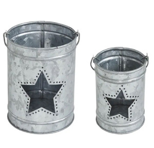 New Design Metal Votives Handmade Votive Round Votive <b>Candle</b> Holders Votive <b>Candle</b> Holder Star Cutout Galvanized Set of 2 - Product Image 1