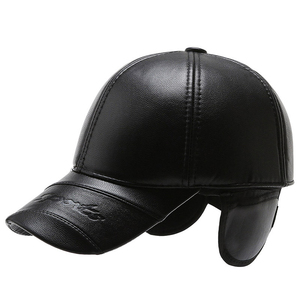 Wholesale Men Leather Baseball <b>Cap</b> <b>Winter</b> Hat <b>Caps</b> Gorras De Beisbol Original Invierno Lana Gorra De Cuero - Product Image 2