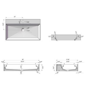 Lavabo Rettangolare da Appoggio in Solid Surface Bianco Opaco 76x46 cm con Foro per Rubinetto, Montaggio a Parete, Eleganti Lavabi - Product Image 6