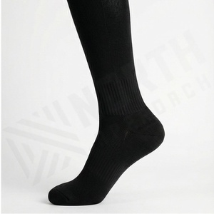 <b>Black</b> Knee High <b>Socks</b> Solid Color Knitted Breathable Casual Wear for Adults Regular Style - Product Image 3