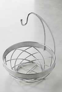 Cesta de Almacenamiento de Frutas de Alambre Metálico Plateado al por Mayor, Colgador de Plátanos, Soporte de Exhibición de Cocina con Banda de Cristal - Product Image 2
