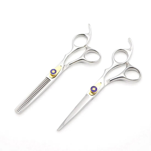 Kit de Herramientas de Barbería de Alta Calidad, Tijeras de Corte y Entresacado de Pelo con Recubrimiento de Titanio Azul, con Peine y Navaja, Kit de Salón de Barbería - Product Image 6