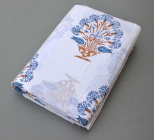 White & Blue Hand Block Printed Cotton Fabric with Traditional Floral Motif – Soft Breathable Indian Cotton by Yard - Product Image 6