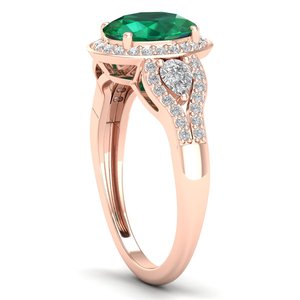 REYES High Quality 925 Sterling <b>Silver</b> Moissanite Halo <b>Rings</b> Women Oval Cut 4.42Ct <b>Emerald</b> Gemstone Customizable Fine Jewelry - Product Image 3